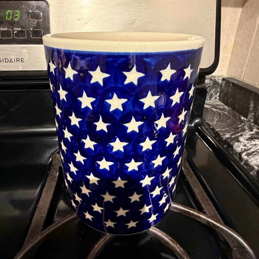 Blue Star Pattern Ceramic Utensil Holder